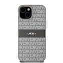 Etui DKNY Leather Mono Stripe & Metal Logo na iPhone 15 Plus / 14 Plus - beżowe