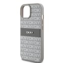 Etui DKNY Leather Mono Stripe & Metal Logo na iPhone 15 Plus / 14 Plus - beżowe