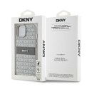 Etui DKNY Leather Mono Stripe & Metal Logo na iPhone 15 Plus / 14 Plus - beżowe