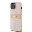 Etui DKNY Leather Mono Stripe & Metal Logo na iPhone 15 Plus / 14 Plus - różowe