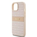 Etui DKNY Leather Mono Stripe & Metal Logo na iPhone 15 Plus / 14 Plus - różowe