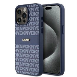 Etui DKNY Leather Mono Stripe & Metal Logo na iPhone 15 Pro Max - niebieskie