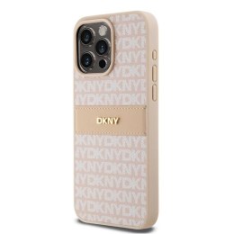 Etui DKNY Leather Mono Stripe & Metal Logo na iPhone 15 Pro Max - różowe