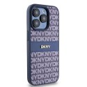 Etui DKNY Leather Mono Stripe & Metal Logo na iPhone 15 Pro - niebieskie