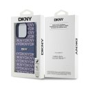 Etui DKNY Leather Mono Stripe & Metal Logo na iPhone 15 Pro - niebieskie