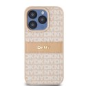 Etui DKNY Leather Mono Stripe & Metal Logo na iPhone 15 Pro - różowe