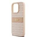 Etui DKNY Leather Mono Stripe & Metal Logo na iPhone 15 Pro - różowe