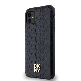 Etui DKNY Leather Monogram Pattern Metal Logo MagSafe na iPhone 11 / Xr - czarne