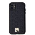 Etui DKNY Leather Monogram Pattern Metal Logo MagSafe na iPhone 11 / Xr - czarne