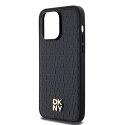 Etui DKNY Leather Monogram Pattern Metal Logo MagSafe na iPhone 14 Pro Max - czarne