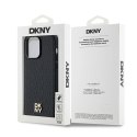 Etui DKNY Leather Monogram Pattern Metal Logo MagSafe na iPhone 14 Pro Max - czarne