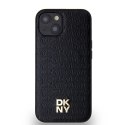 Etui DKNY Leather Monogram Pattern Metal Logo MagSafe na iPhone 15 / 14 / 13 - czarne