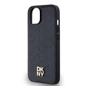 Etui DKNY Leather Monogram Pattern Metal Logo MagSafe na iPhone 15 / 14 / 13 - czarne