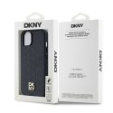 Etui DKNY Leather Monogram Pattern Metal Logo MagSafe na iPhone 15 / 14 / 13 - czarne