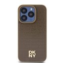 Etui DKNY Leather Monogram Pattern Metal Logo MagSafe na iPhone 15 Pro - brązowe