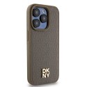 Etui DKNY Leather Monogram Pattern Metal Logo MagSafe na iPhone 15 Pro - brązowe