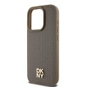 Etui DKNY Leather Monogram Pattern Metal Logo MagSafe na iPhone 15 Pro - brązowe