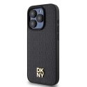 Etui DKNY Leather Monogram Pattern Metal Logo MagSafe na iPhone 15 Pro - czarne