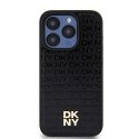 Etui DKNY Leather Monogram Pattern Metal Logo MagSafe na iPhone 15 Pro - czarne