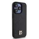 Etui DKNY Leather Monogram Pattern Metal Logo MagSafe na iPhone 15 Pro - czarne