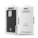 Etui DKNY Leather Monogram Pattern Metal Logo MagSafe na iPhone 15 Pro - czarne