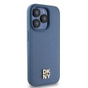 Etui DKNY Leather Monogram Pattern Metal Logo MagSafe na iPhone 15 Pro - niebieskie