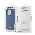 Etui DKNY Leather Monogram Pattern Metal Logo MagSafe na iPhone 15 Pro - niebieskie