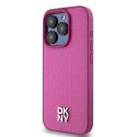 Etui DKNY Leather Monogram Pattern Metal Logo MagSafe na iPhone 15 Pro - różowe