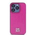 Etui DKNY Leather Monogram Pattern Metal Logo MagSafe na iPhone 15 Pro - różowe