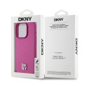 Etui DKNY Leather Monogram Pattern Metal Logo MagSafe na iPhone 15 Pro - różowe