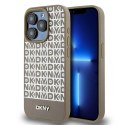 Etui DKNY Leather Printed Pattern Metal Logo MagSafe na iPhone 15 Pro - brązowe