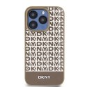 Etui DKNY Leather Printed Pattern Metal Logo MagSafe na iPhone 15 Pro - brązowe