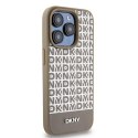 Etui DKNY Leather Printed Pattern Metal Logo MagSafe na iPhone 15 Pro - brązowe