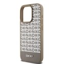 Etui DKNY Leather Printed Pattern Metal Logo MagSafe na iPhone 15 Pro - brązowe