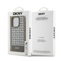 Etui DKNY Leather Printed Pattern Metal Logo MagSafe na iPhone 15 Pro - brązowe