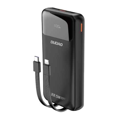 Powerbank Dudao K15Pro 20000mAh 22.5W PD USB-C / USB-A / wbudowane kable Lightning i USB-C - czarny