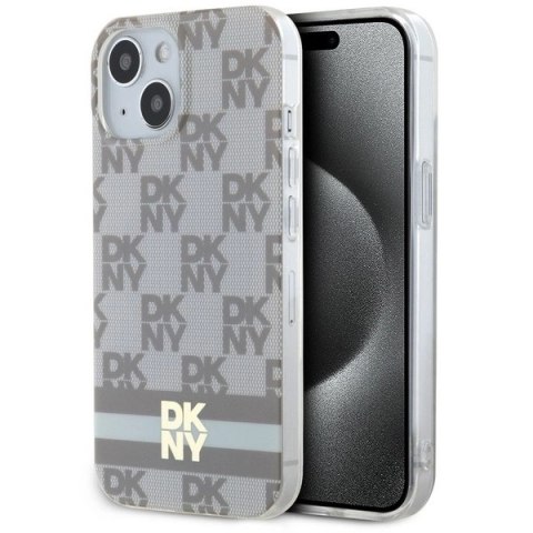 Etui DKNY IML Checkered Mono Pattern & Printed Stripes MagSafe na iPhone 15 / 14 / 13 - beżowe