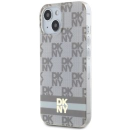 Etui DKNY IML Checkered Mono Pattern & Printed Stripes MagSafe na iPhone 15 / 14 / 13 - beżowe