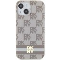 Etui DKNY IML Checkered Mono Pattern & Printed Stripes MagSafe na iPhone 15 / 14 / 13 - beżowe