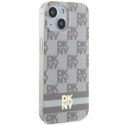 Etui DKNY IML Checkered Mono Pattern & Printed Stripes MagSafe na iPhone 15 / 14 / 13 - beżowe