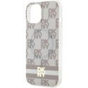 Etui DKNY IML Checkered Mono Pattern & Printed Stripes MagSafe na iPhone 15 / 14 / 13 - beżowe