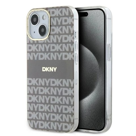 Etui DKNY IML Mono & Stripe MagSafe na iPhone 15 / 14 / 13 - beżowe