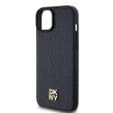 Etui DKNY Leather Monogram Pattern Metal Logo MagSafe na iPhone 15 Plus / 14 Plus - czarne