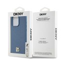 Etui DKNY Leather Monogram Pattern Metal Logo MagSafe na iPhone 15 Pro Max - niebieskie