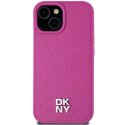 Etui DKNY Leather Pattern Metal Logo MagSafe na iPhone 15 / 14 / 13 - różowe