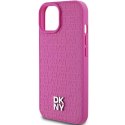 Etui DKNY Leather Pattern Metal Logo MagSafe na iPhone 15 / 14 / 13 - różowe