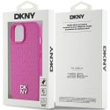 Etui DKNY Leather Pattern Metal Logo MagSafe na iPhone 15 / 14 / 13 - różowe