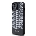 Etui DKNY Leather Printed Pattern Metal Logo MagSafe na iPhone 15 / 14 / 13 - czarne