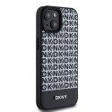 Etui DKNY Leather Printed Pattern Metal Logo MagSafe na iPhone 15 / 14 / 13 - czarne