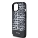 Etui DKNY Leather Printed Pattern Metal Logo MagSafe na iPhone 15 / 14 / 13 - czarne